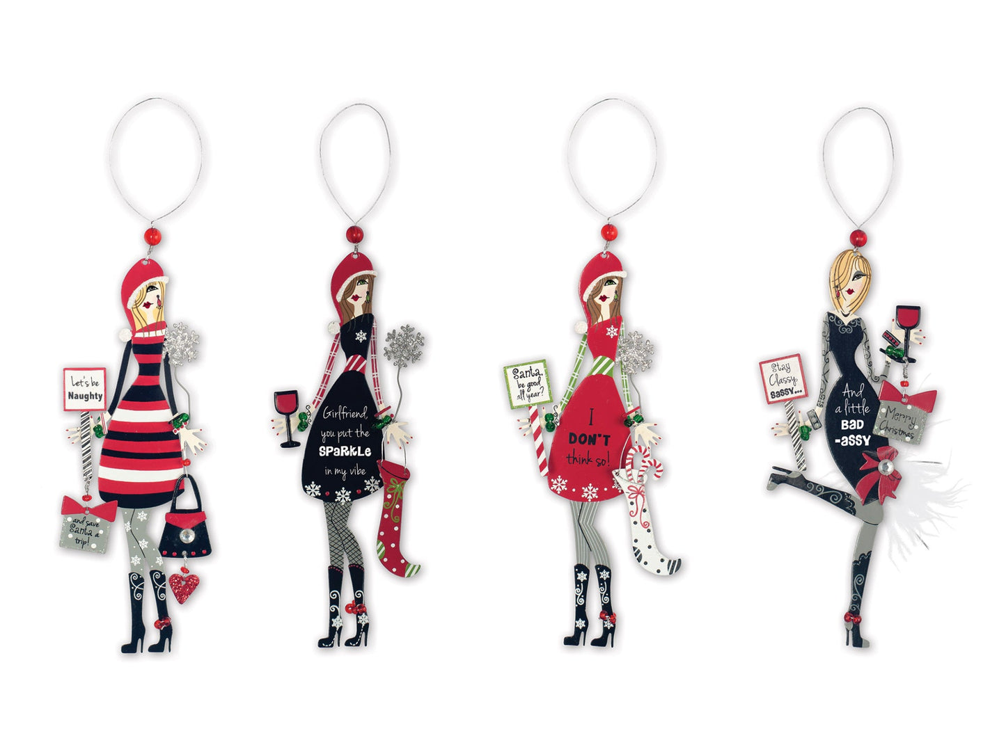Sassy & Classy Girlfriends Ornaments - Set of 4