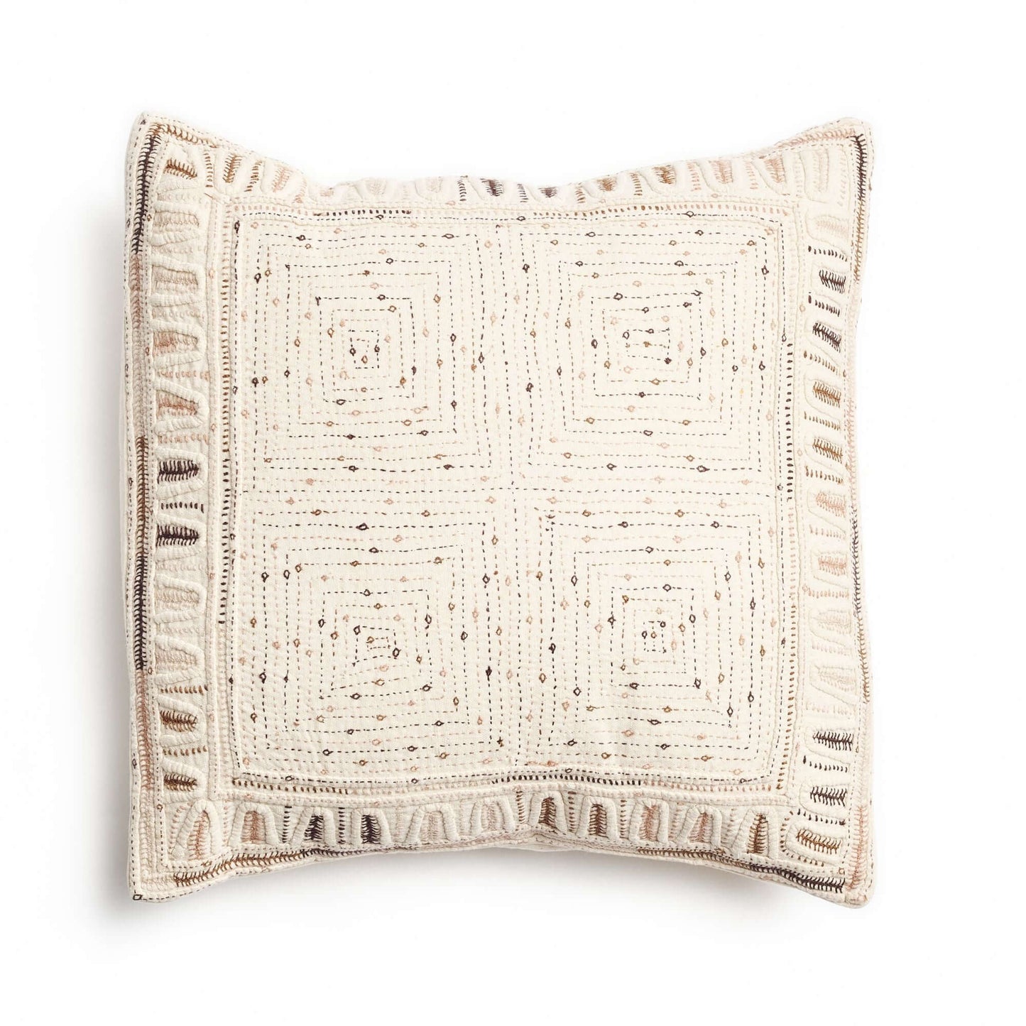 Maze Coral Hand Embroidered Cotton Pillow Cover