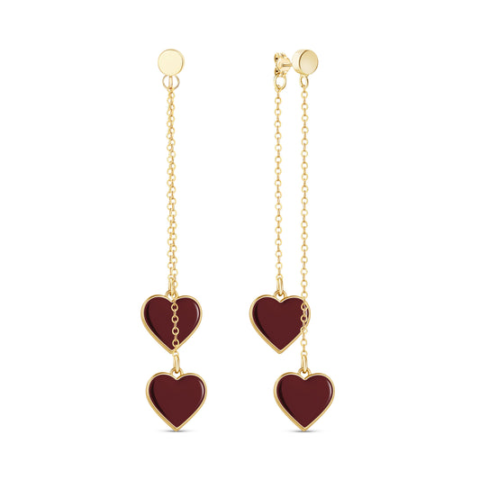 Single Hearted Girl Brown Heart Earrings | Gold Filled