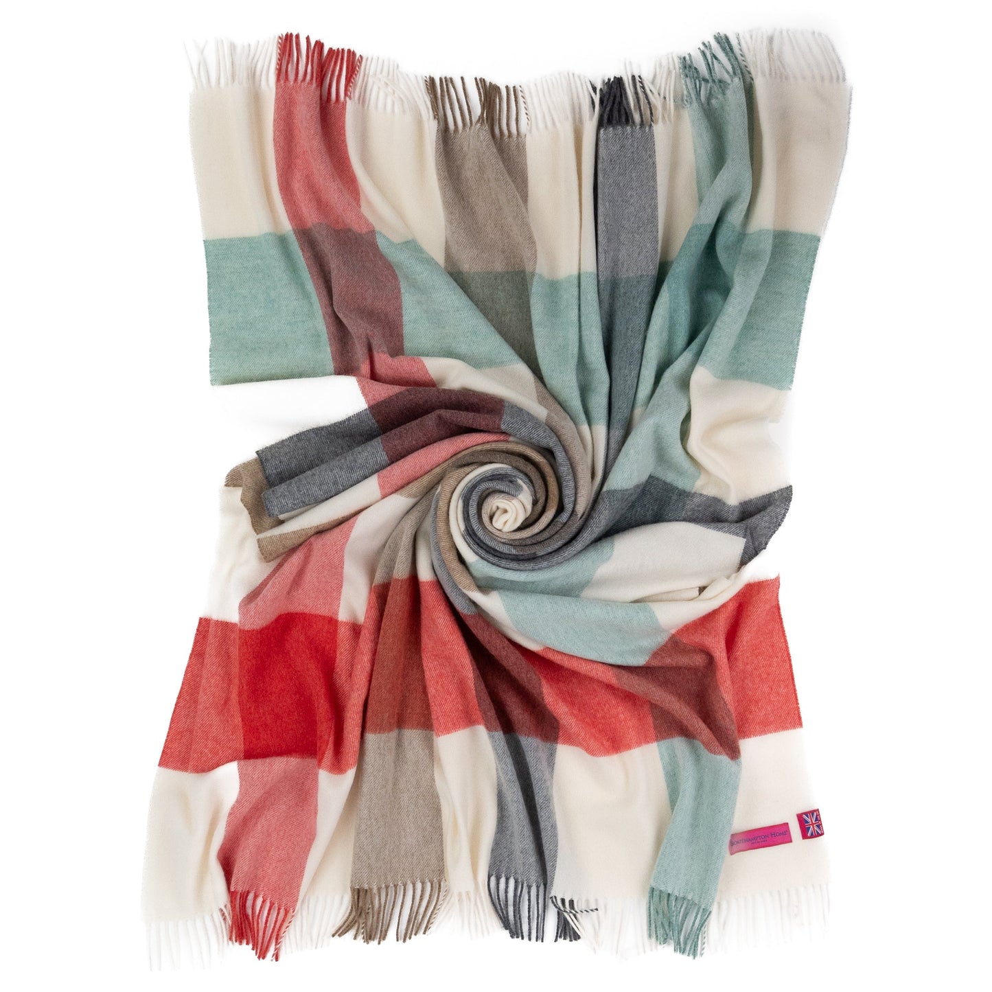 Southampton Home Merino Wool Throw – Block Melon | UK Made