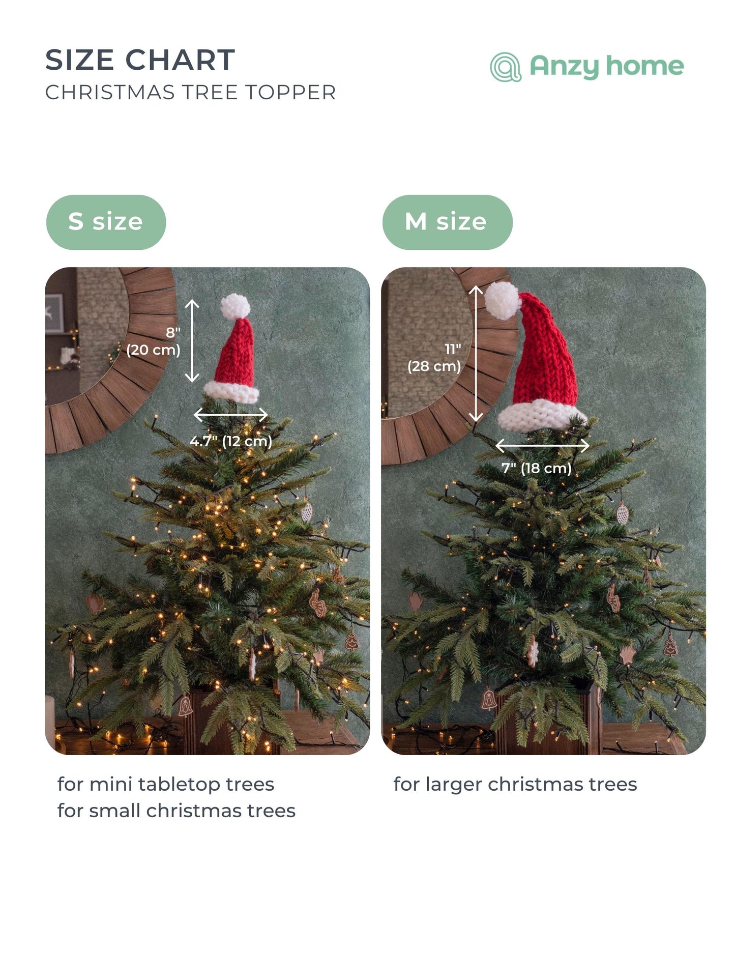 Knitted Santa Hat Christmas Tree Toppers