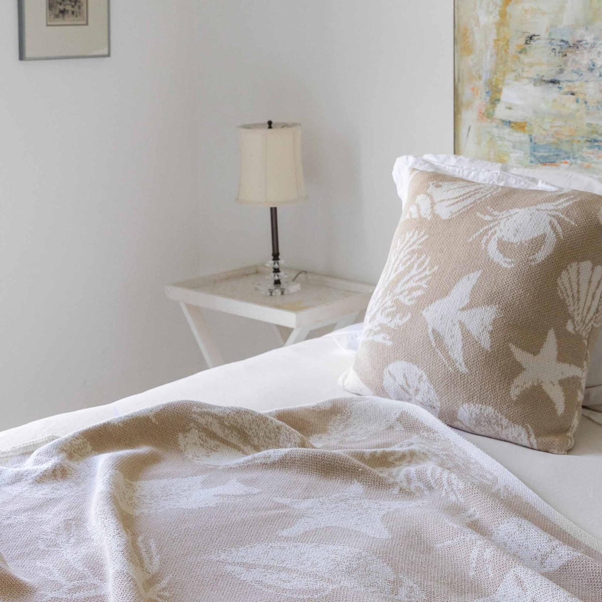 Sea Life - Cotton Sustainable Knit Throw Blanket | Coastal