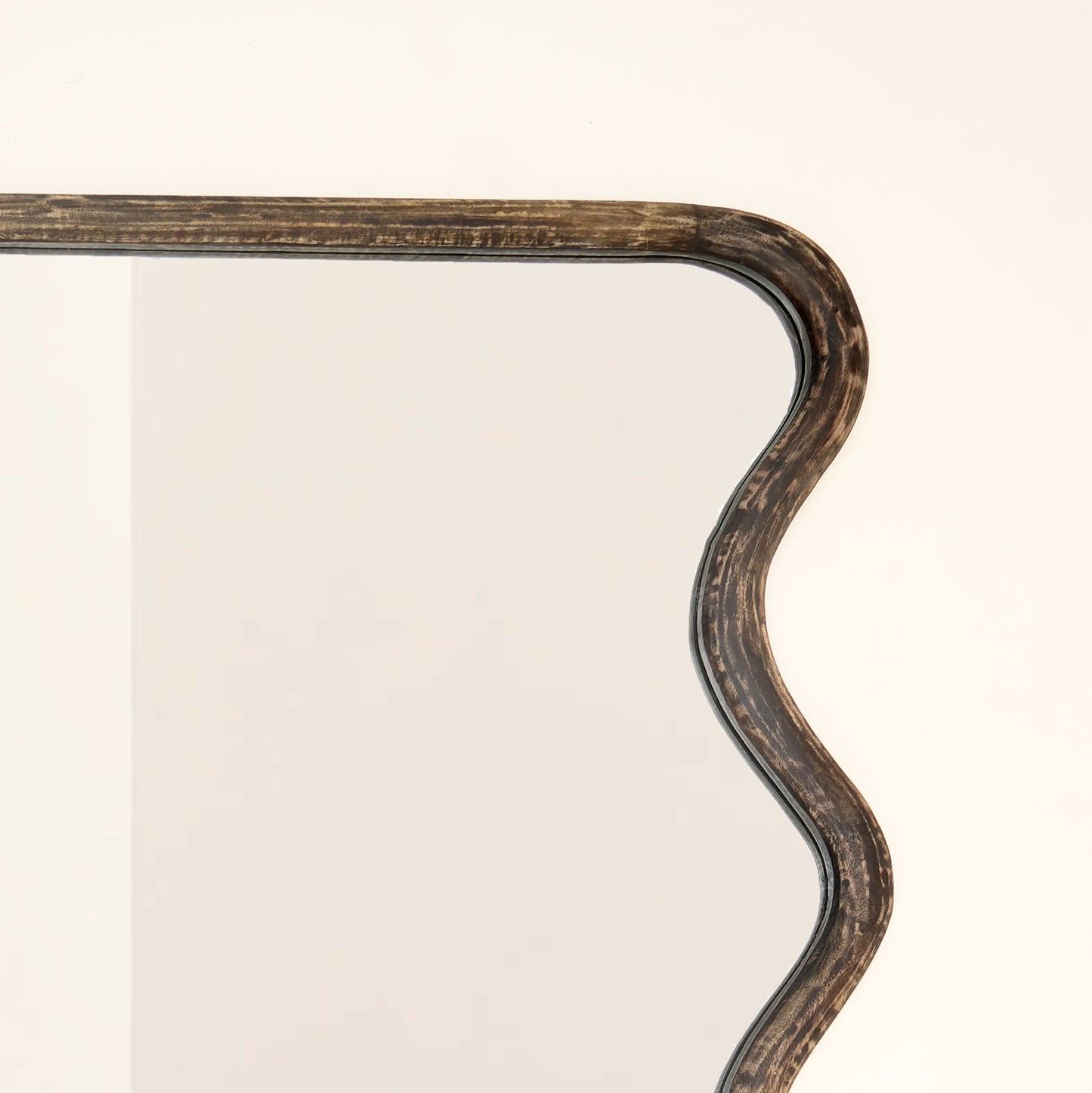 Wavy Full-Length Wall Mirror with Mango Wood Frame, 36x72"