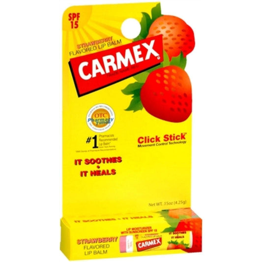 Carmex Daily Care Moisturizing Lip Balm Stick, Strawberry, SPF 15, 0.15 Oz