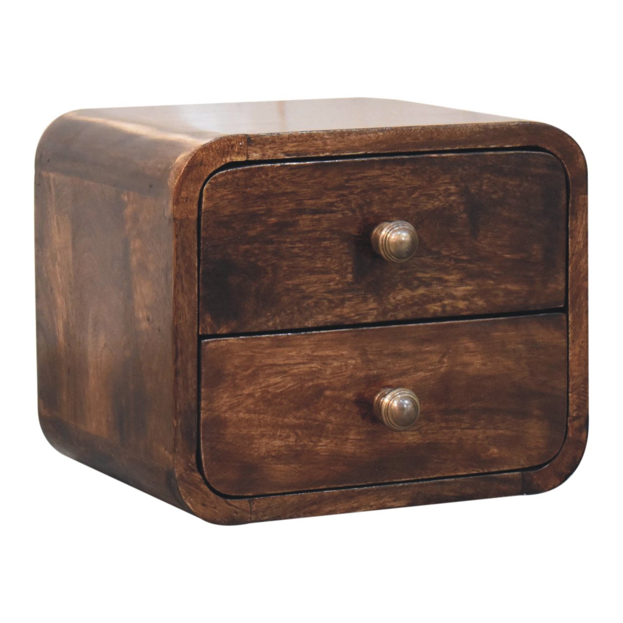 Solid Wood Mini Curved California Walnut Wall-Mounted Bedside Table
