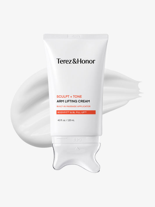 Terez & Honor Sculpt + Tone Arm Cream - Korean Gua Sha Firming & Tightening Cream with Retinol Liposome, Caffeine, Collagen & Proteins for Crepey Skin, Smoother Texture & Improved Elasticity, 4 fl oz