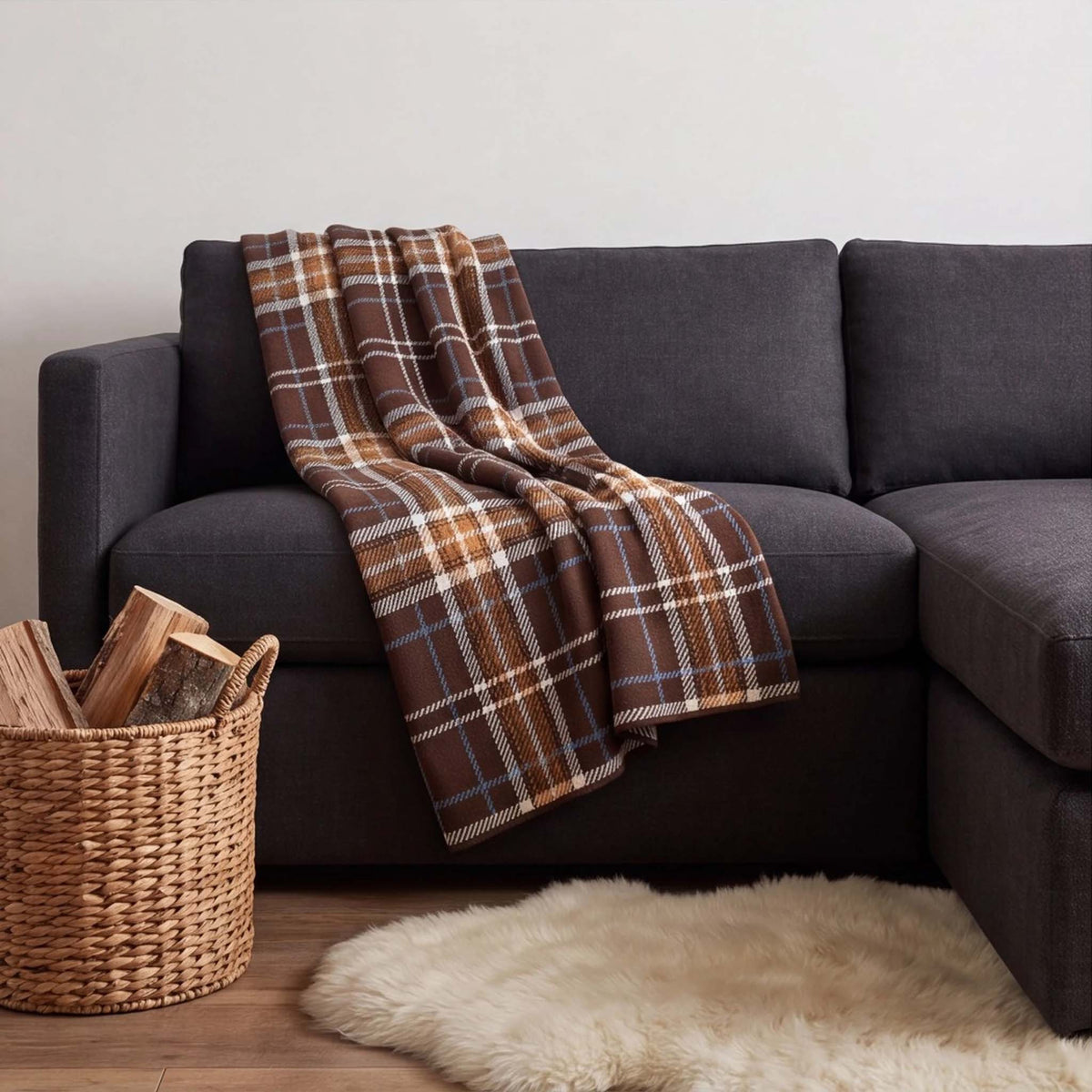 Rustic Plaid - Cotton Sustainable Knit Traditional Throw Blanket
