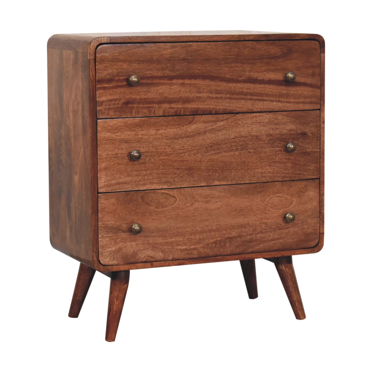 Solid Wood Curved Honey Caramel Chest