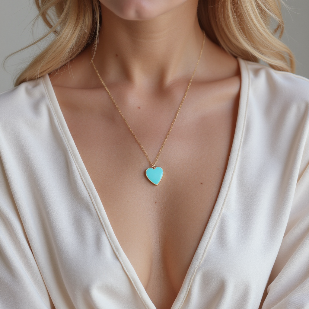 Single Hearted Girl Turquoise Necklace | Magnetic Clasp