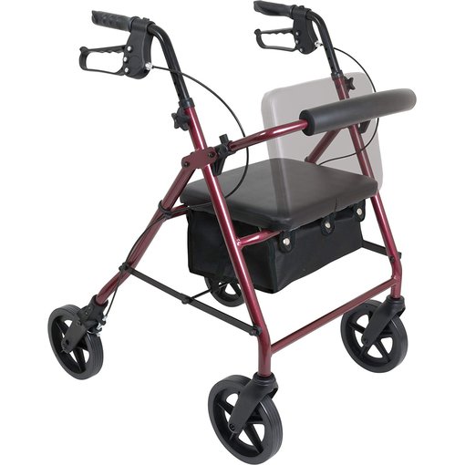ProBasics RLA8BG Aluminum Rollator, 8″ Wheels, Burgundy, 300 Lb Weight Capacity