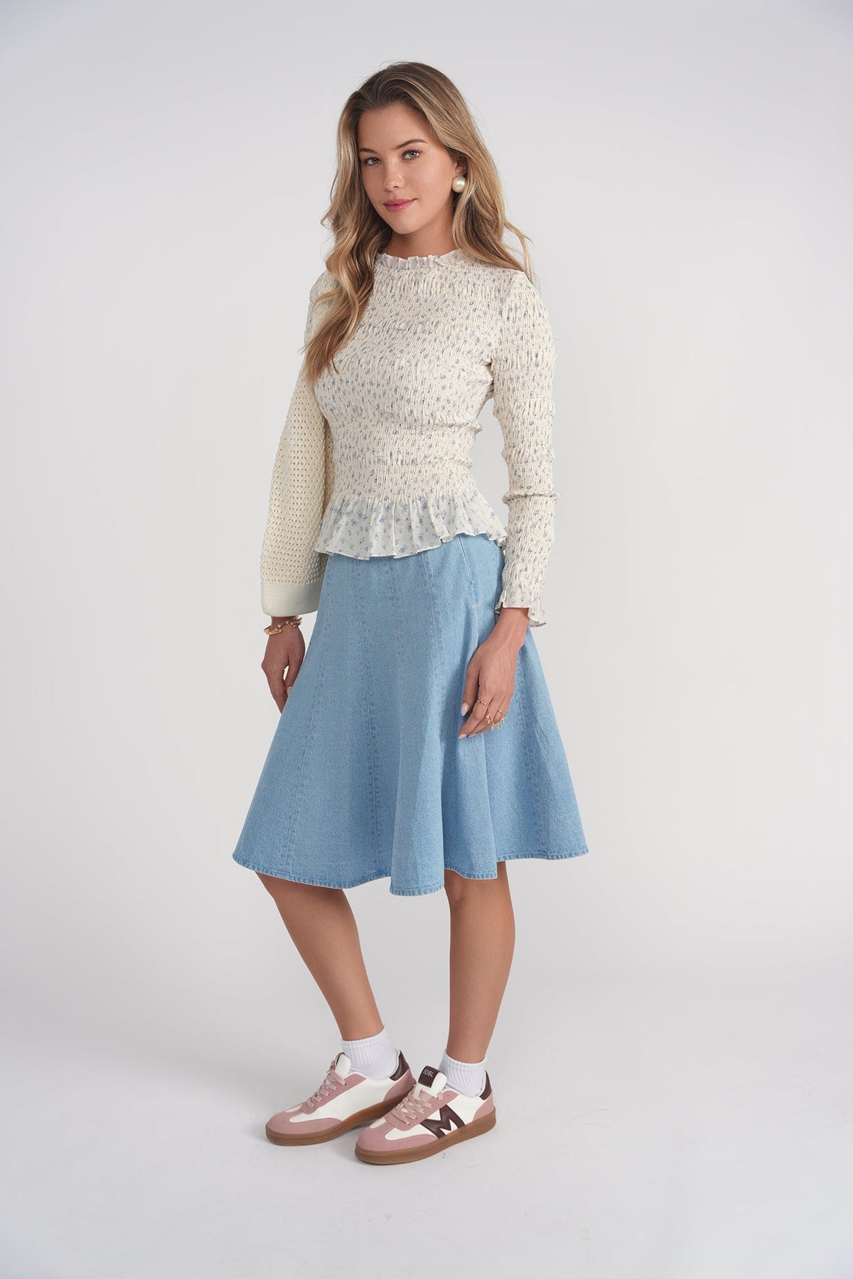 Raychie Top- Blue Ditsy Floral