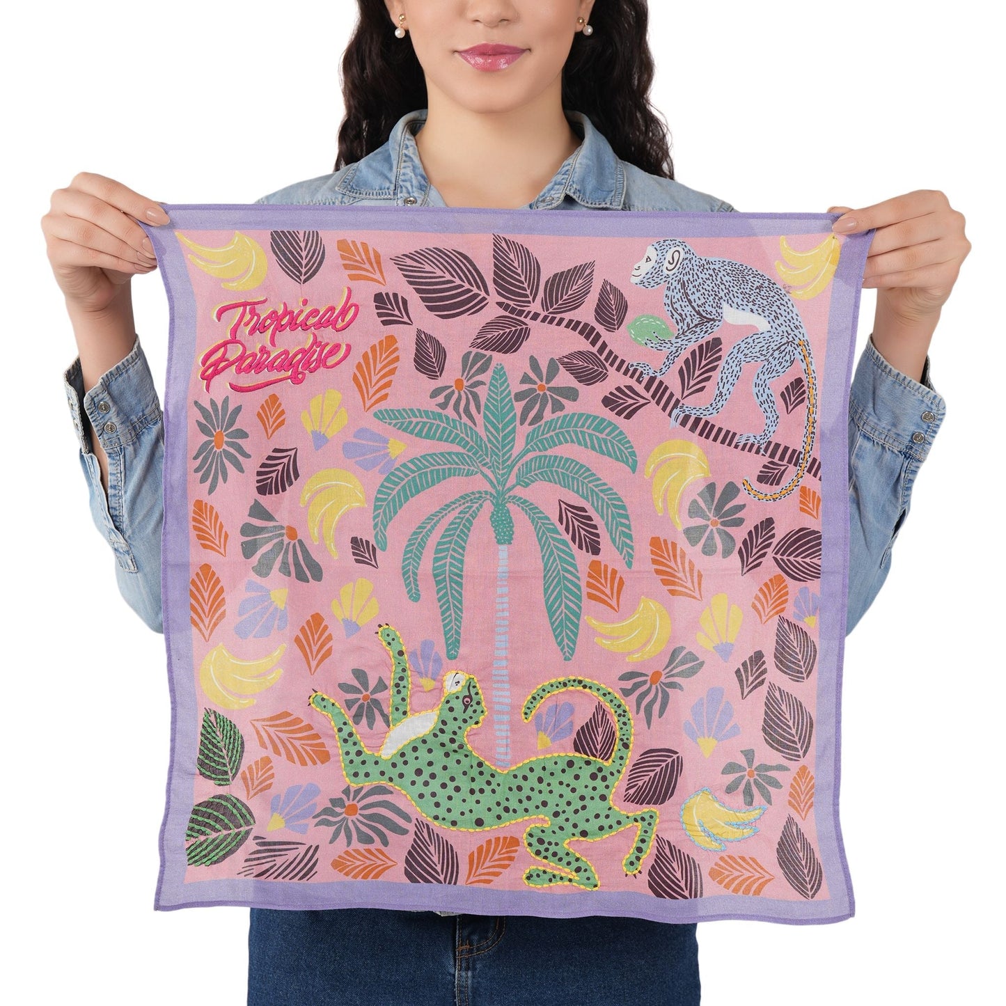 Tropical Paradise Cotton Bandana - Pink Daisy