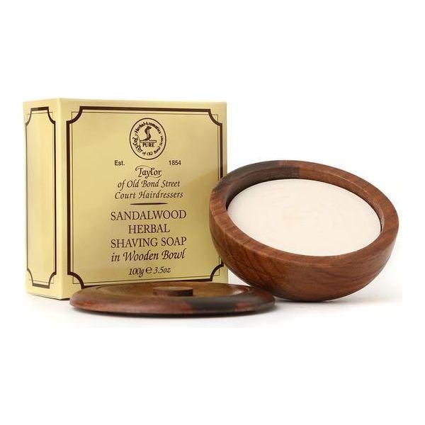 Taylor Of Old Bond Street Sandalwood Shaving Soap In A Wooden Bowl 3.5 Oz