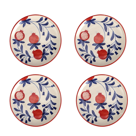 Indian Anaar plate, Red- 7x1 Inches (Set of 4)