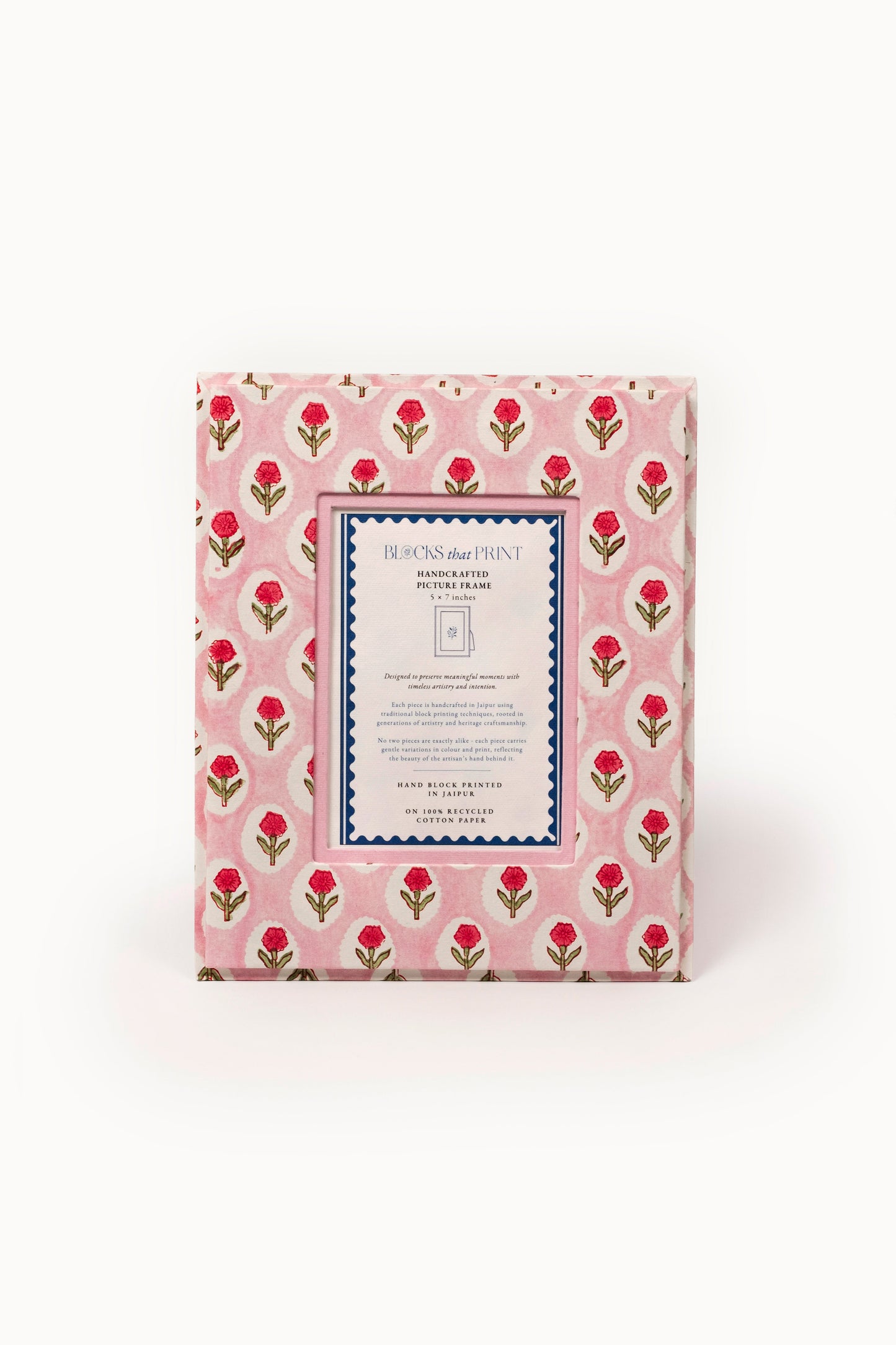 Large Block Print Photo Frame (5 x 7)  - Tea Rose