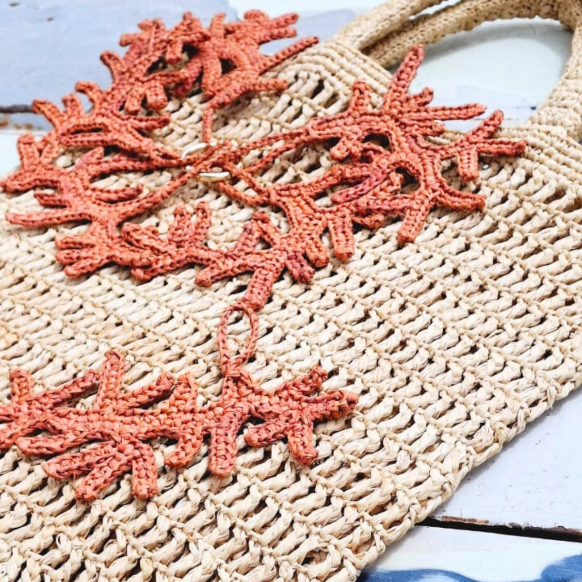 Raffia Coral Keyring