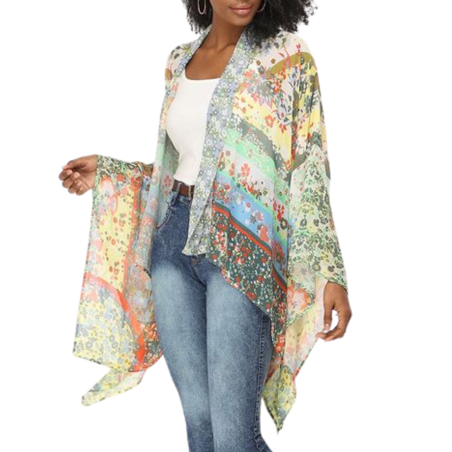 Garden Bloom Sheer Kimono - Grey