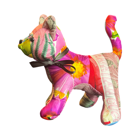Vintage Silk Scarf Patchwork Kitten