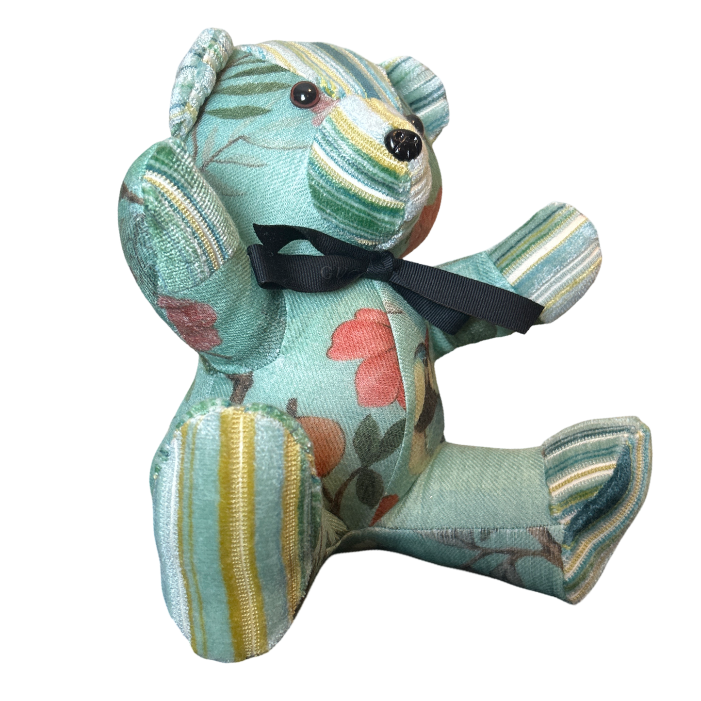 Chinoiserie Tree of Life Vintage Silk Scarf Patchwork Teddy Bear