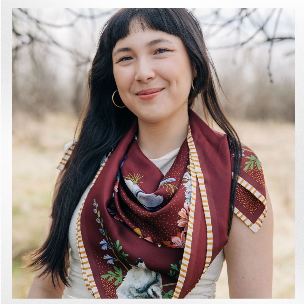 100% Silk Scarf: Lupine - Wolf Wildflower Pattern