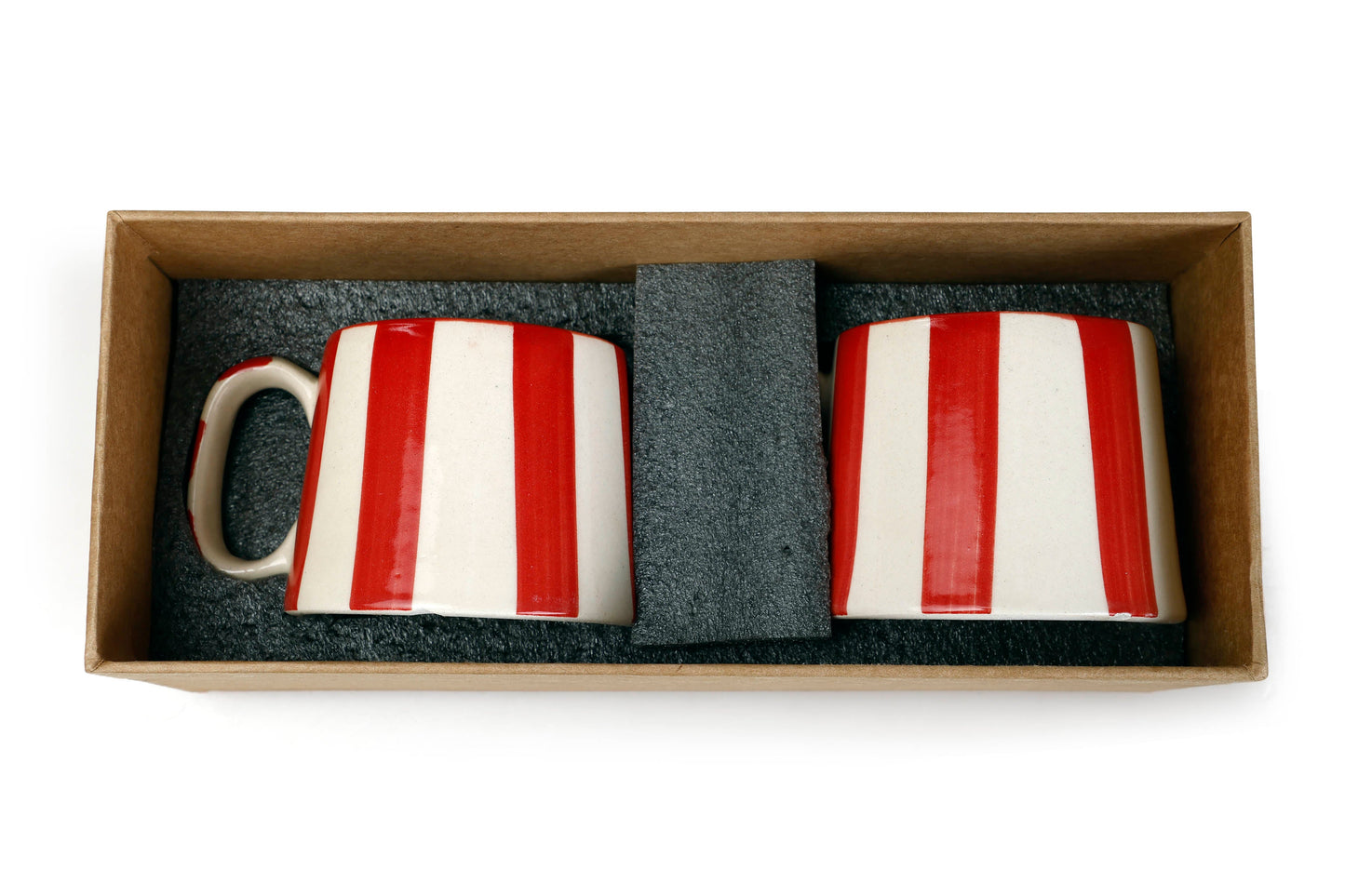 Ceramic Red Stripe  Coffee cup - 3.5 x 2.5 Inches ( Set of 4 )