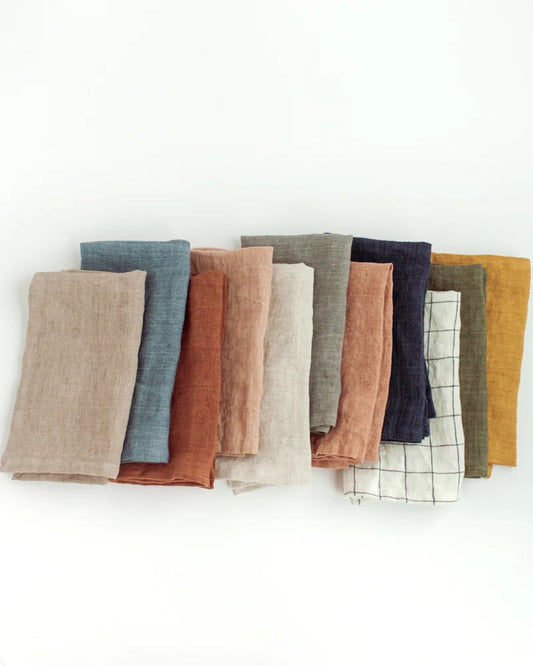 S/4 Stone Washed Linen Hemmed Dinner Napkins
