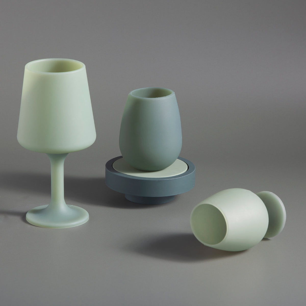 sage + olive | stemm | silicone unbreakable wine glasses