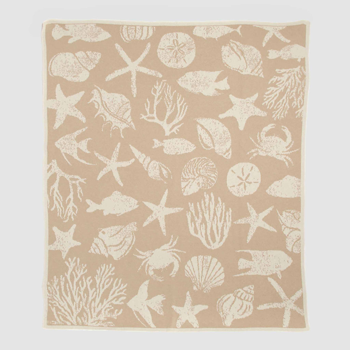 Sea Life - Cotton Sustainable Knit Throw Blanket | Coastal