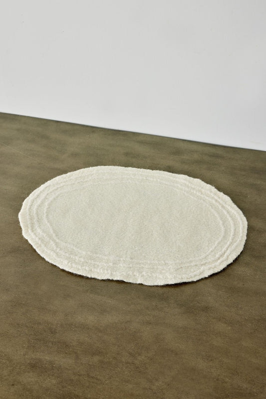 Ivory White Merino Wool Oval Placemat
