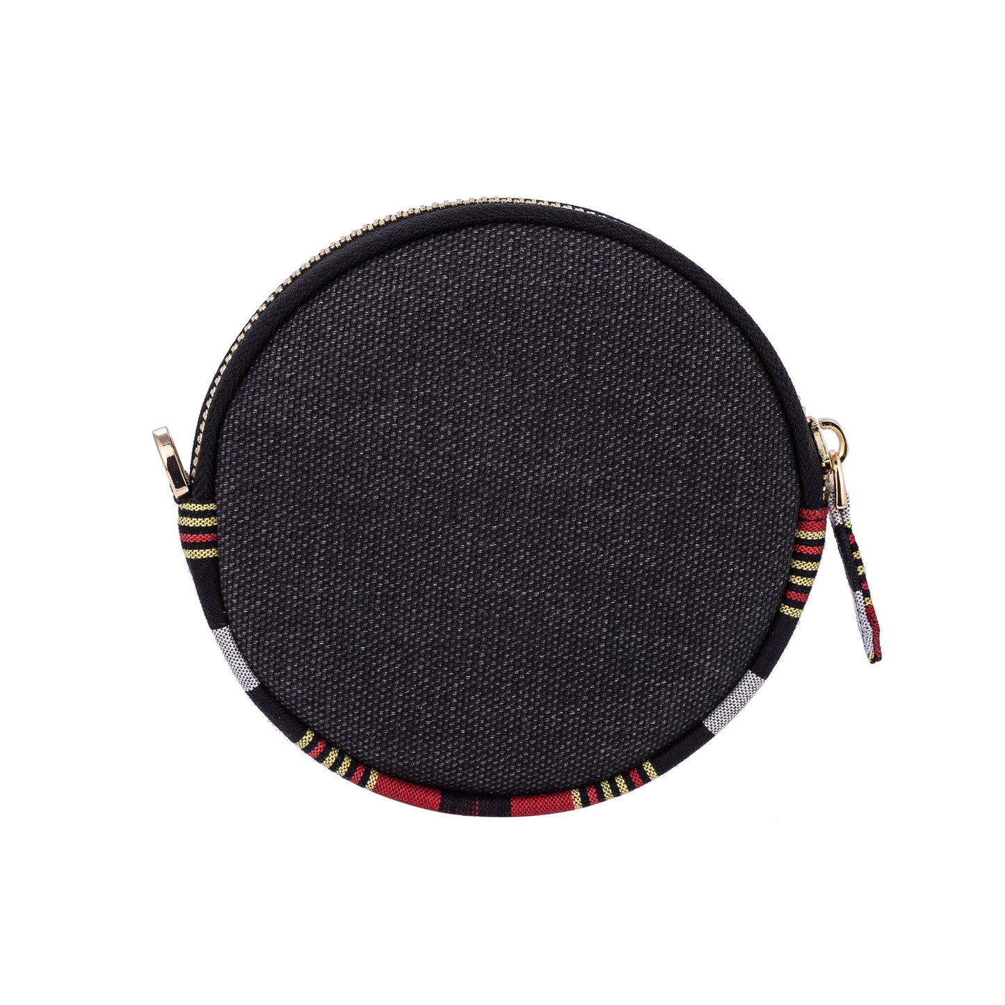 Black Canvas Round Coin Purse