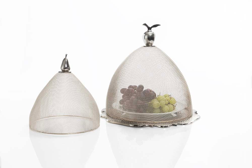 Silver Nickel Mesh Domes Set of 2 (1 Each Lg & Sm)