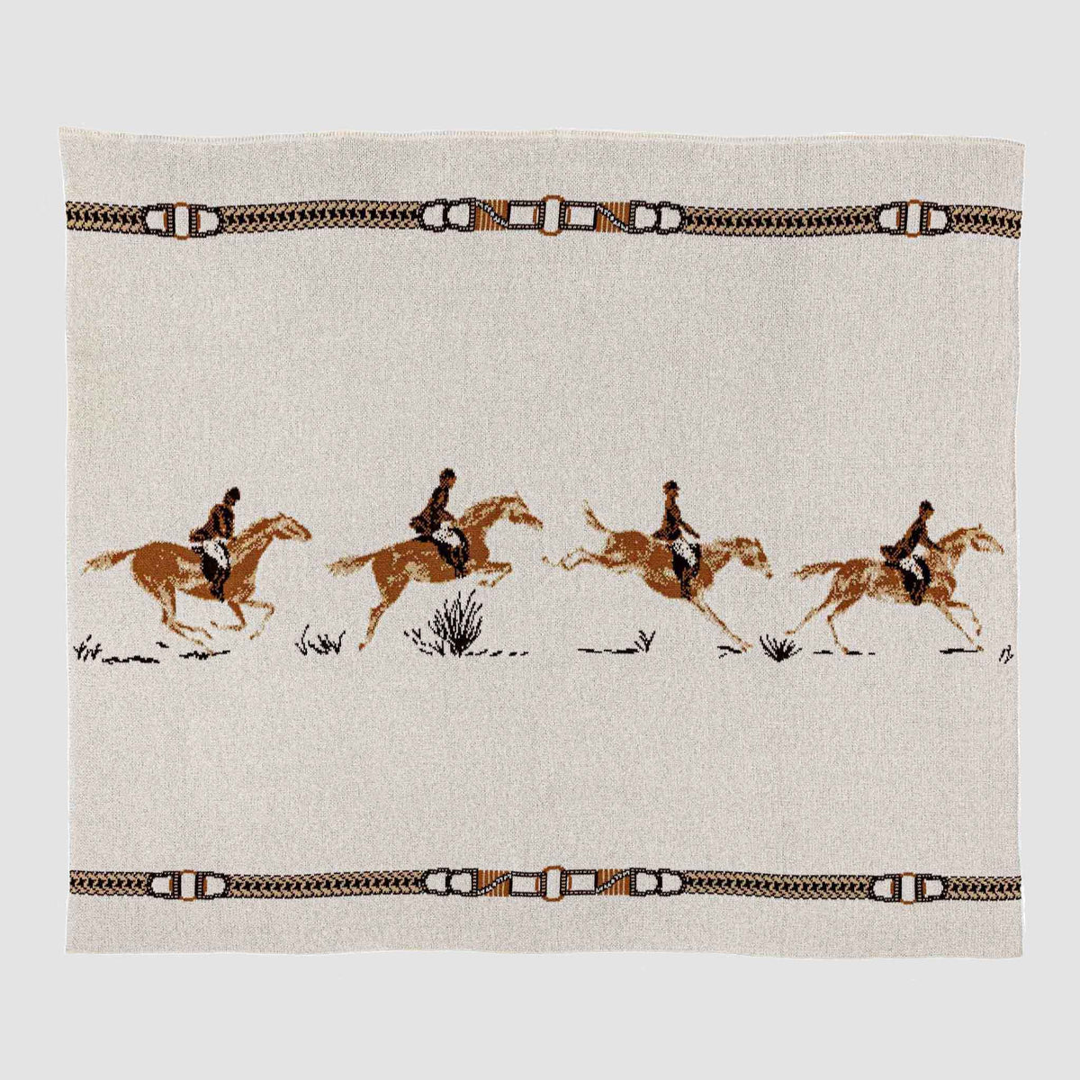 Equestrian Full Gallop - Cotton Sustainable Knit Traditional Throw Blanket