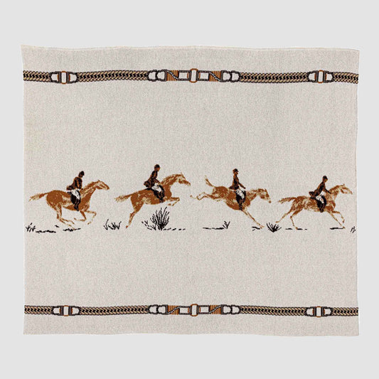 Equestrian Full Gallop - Cotton Sustainable Knit Traditional Throw Blanket
