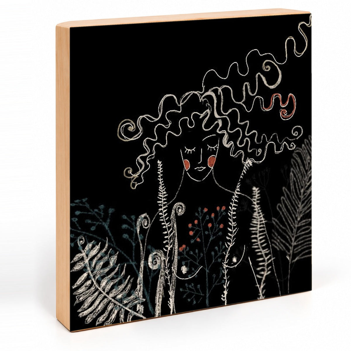 Wilderness Is Me: Feminine Nude Art Print on Board, Woman in a Night Forest