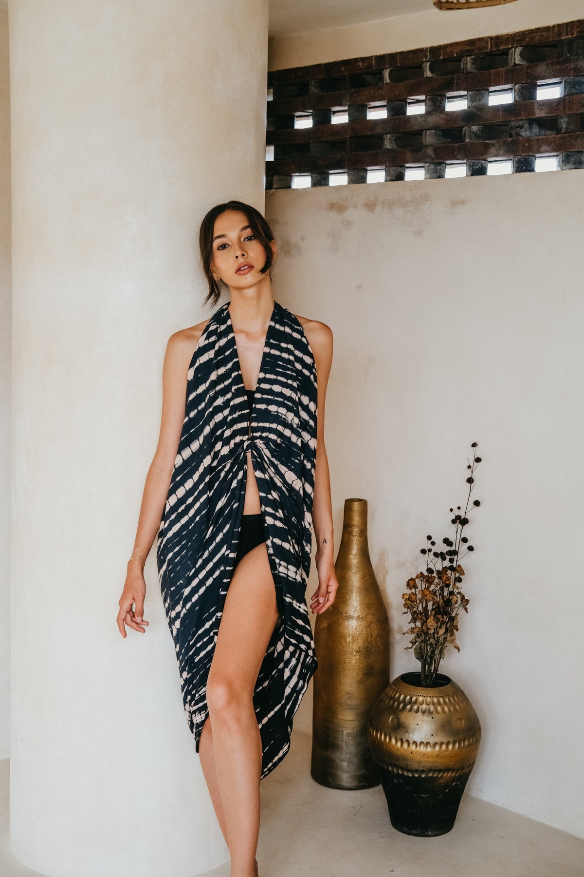 Beach Hand Dyed Sarong in Black