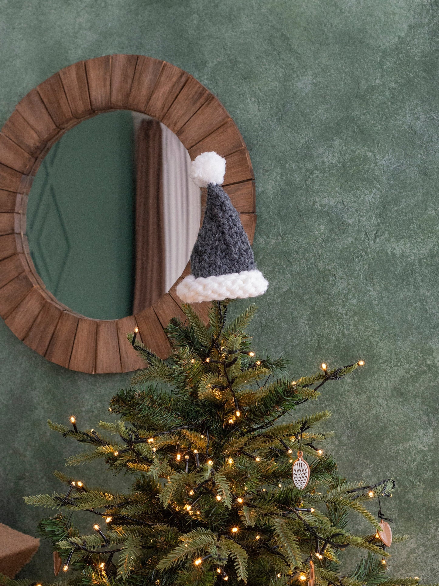 Knitted Santa Hat Christmas Tree Toppers