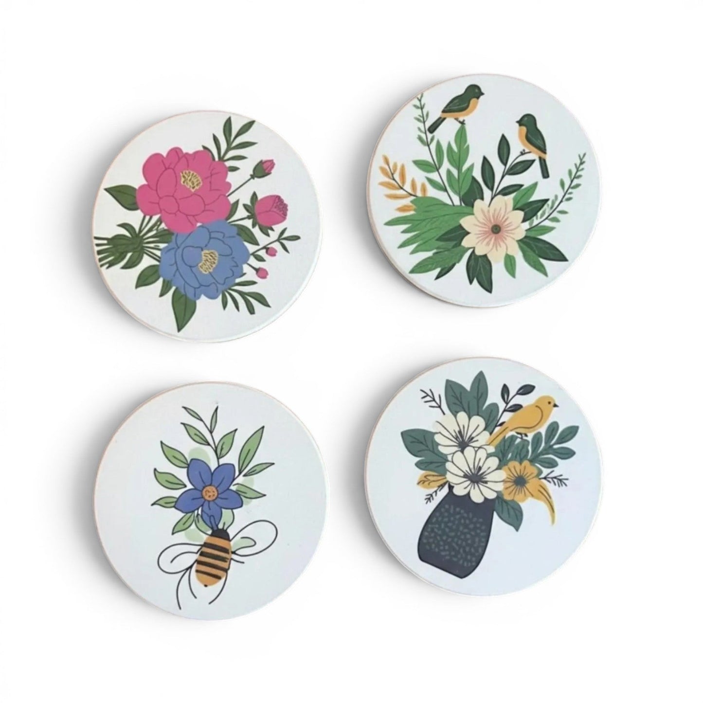 Set of Four Floral Coasters