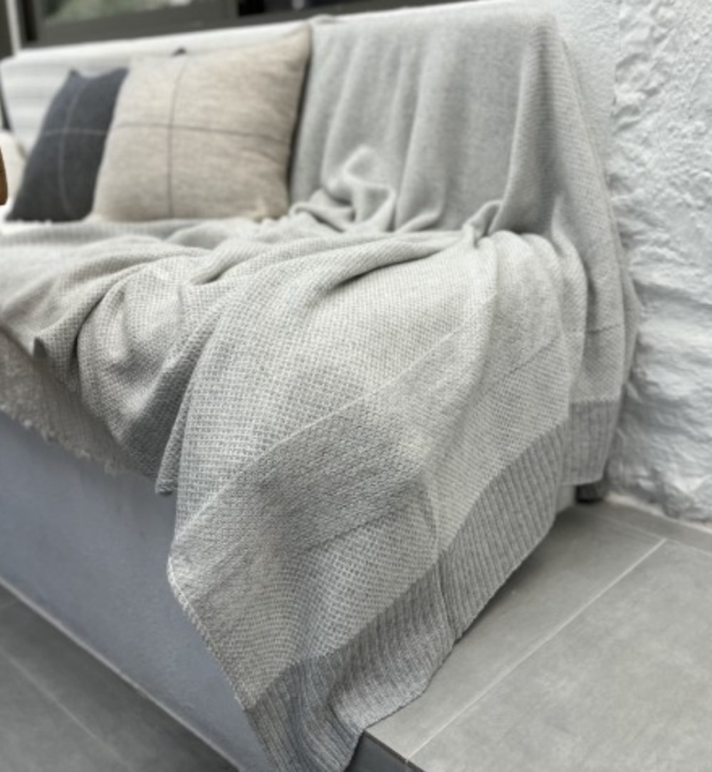 Wool Blended Throw - Grey