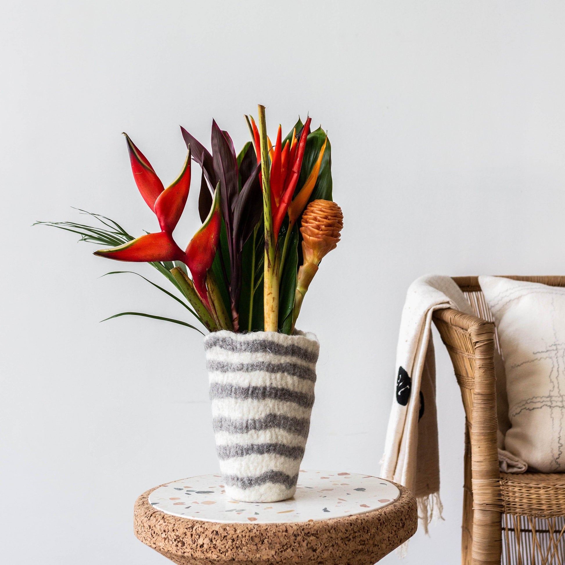 Hand-Felted Woven Wool Table Vase - Osadia Concept Store