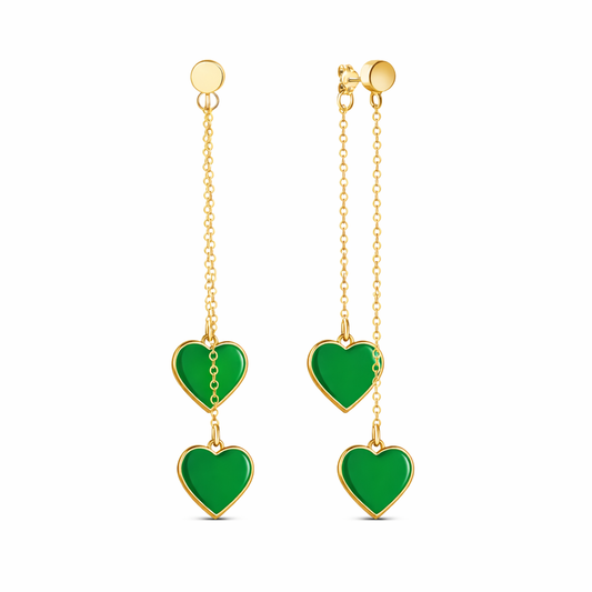 Single Hearted Girl Green Heart Earrings | Gold Filled