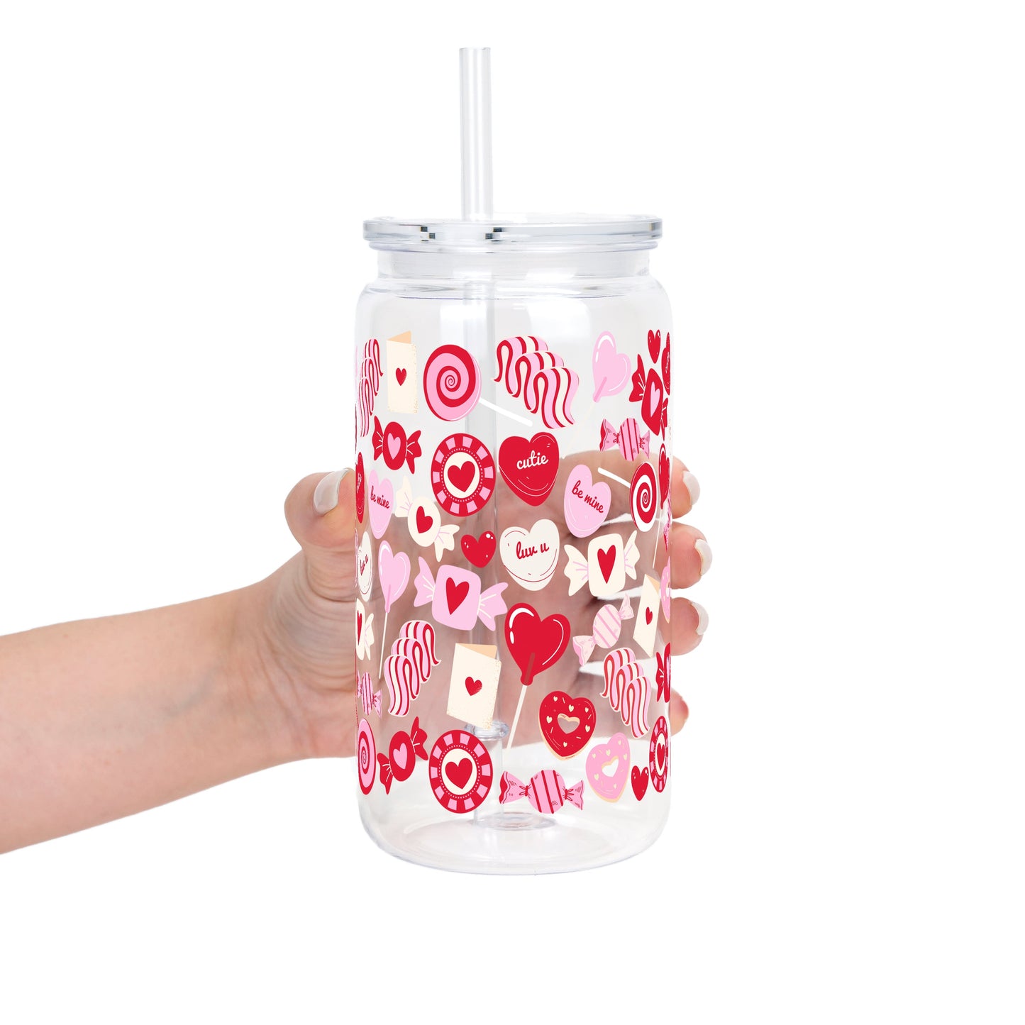 Valentine's Day Sweets Cup with Lid & Straw
