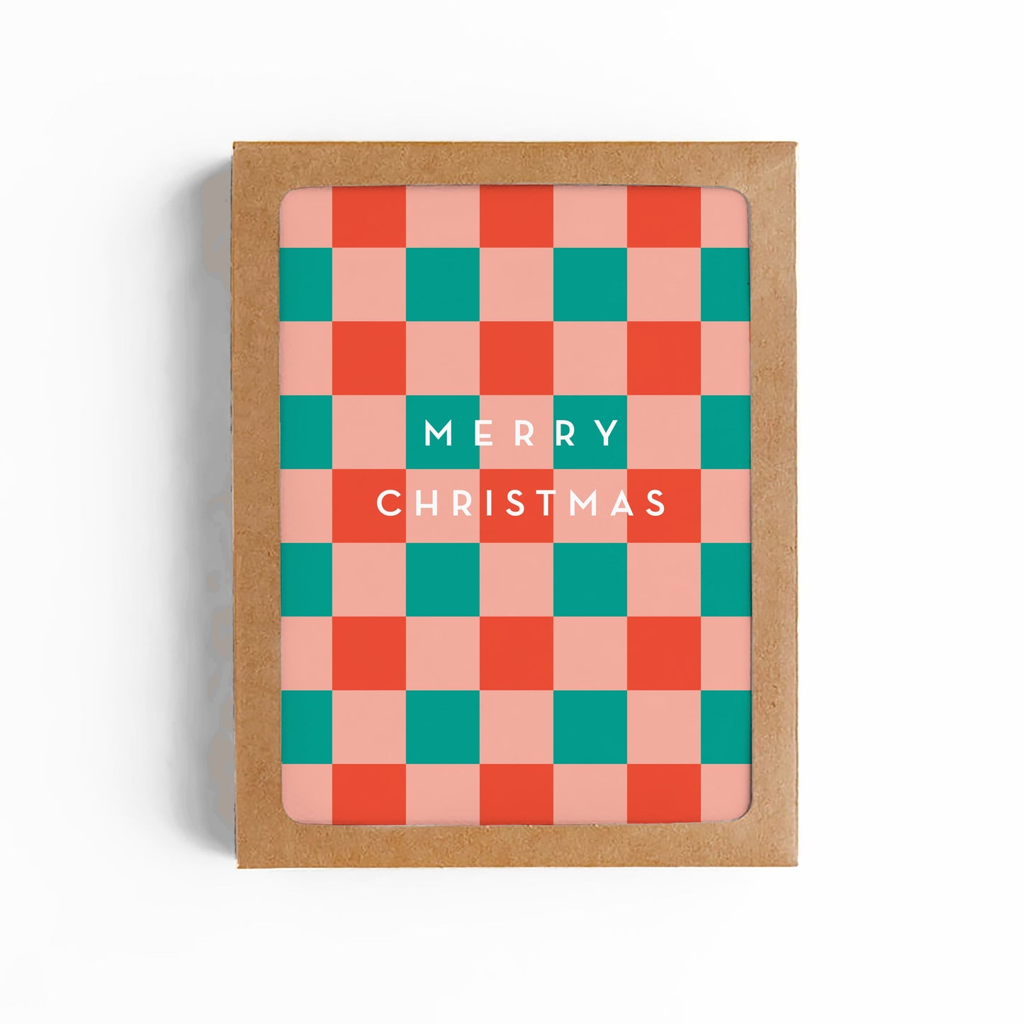 Merry Christmas Checkerboard Card-Boxed Set of 8 cards