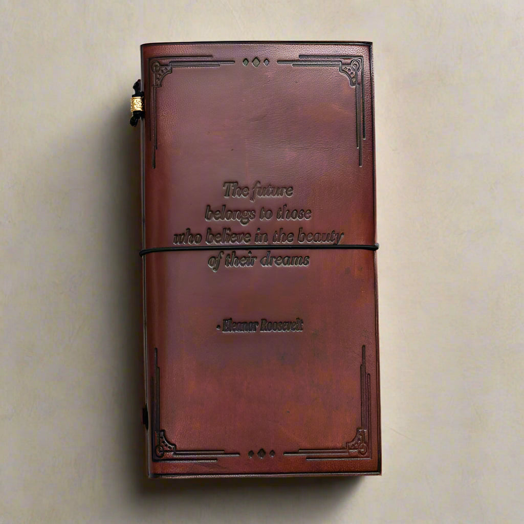 The Future Belongs Eleanor Roosevelt Quote Leather Journal