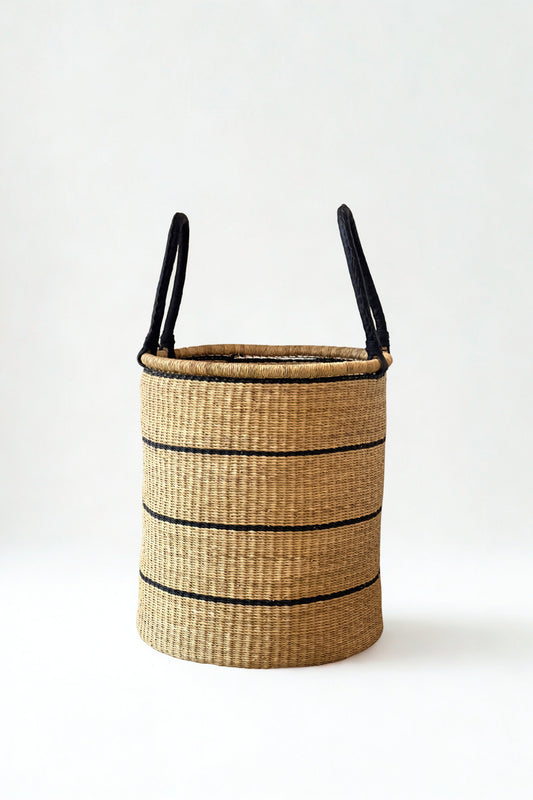 Natural w/ Black Horizontal Stripe Laundry Hamper