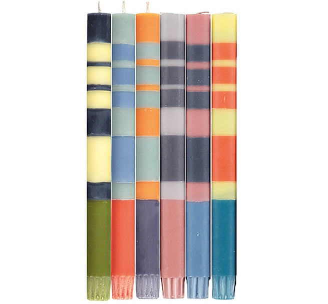 S/3 Mixed Pack of all 3 Stripes Dinner Candles