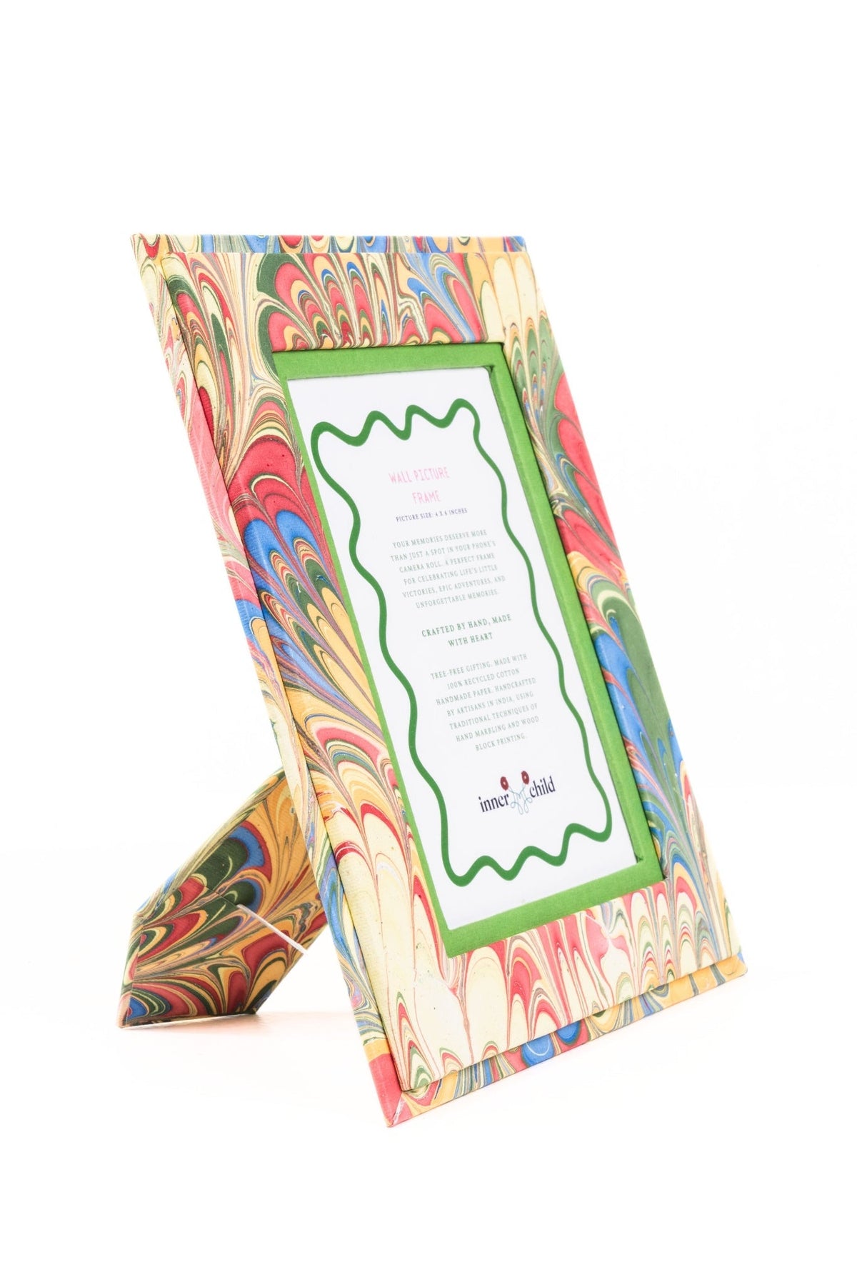 Hand-Marbled Picture Frame in Multicolor, 4x6