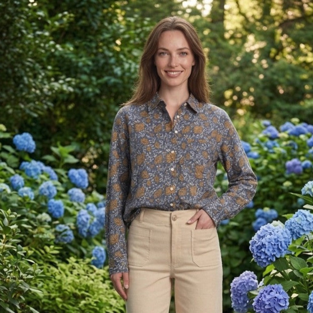 Good Boyfriend Shirt - Ojai Floral Coastal Blue Fawn