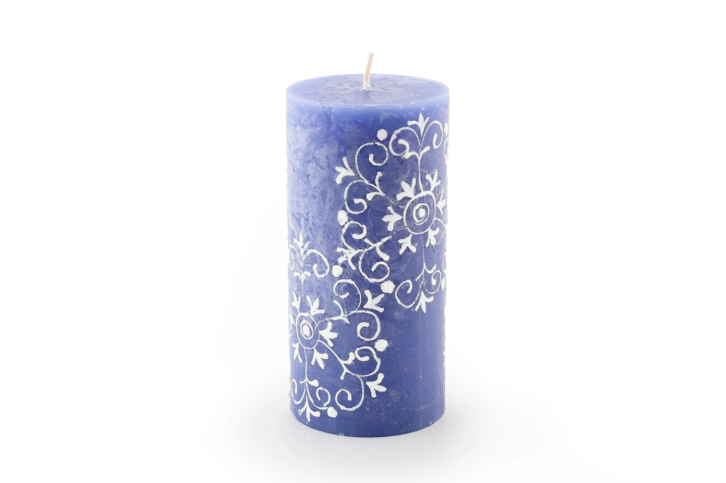 Henna White on Blue Painted Candles