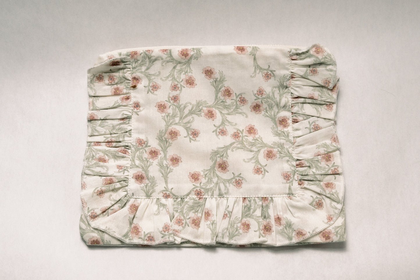 Lilac Vine Scroll |Timeless Floral Ruffle Zipper Pouch