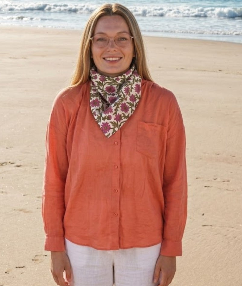 Bandana Scarf - Darlington Floral Raspberry Square